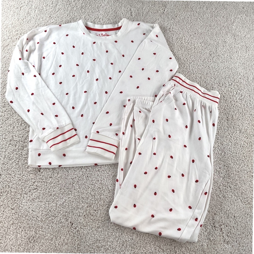 PJ Salvage Tween Kids Ivory Red Ladybug Lounge Set Size 10 MED New with Tags